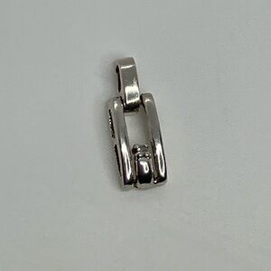 Vtg 925 Sterling Silver Geometric Minimalist Diamond Hinged Bale Pendant